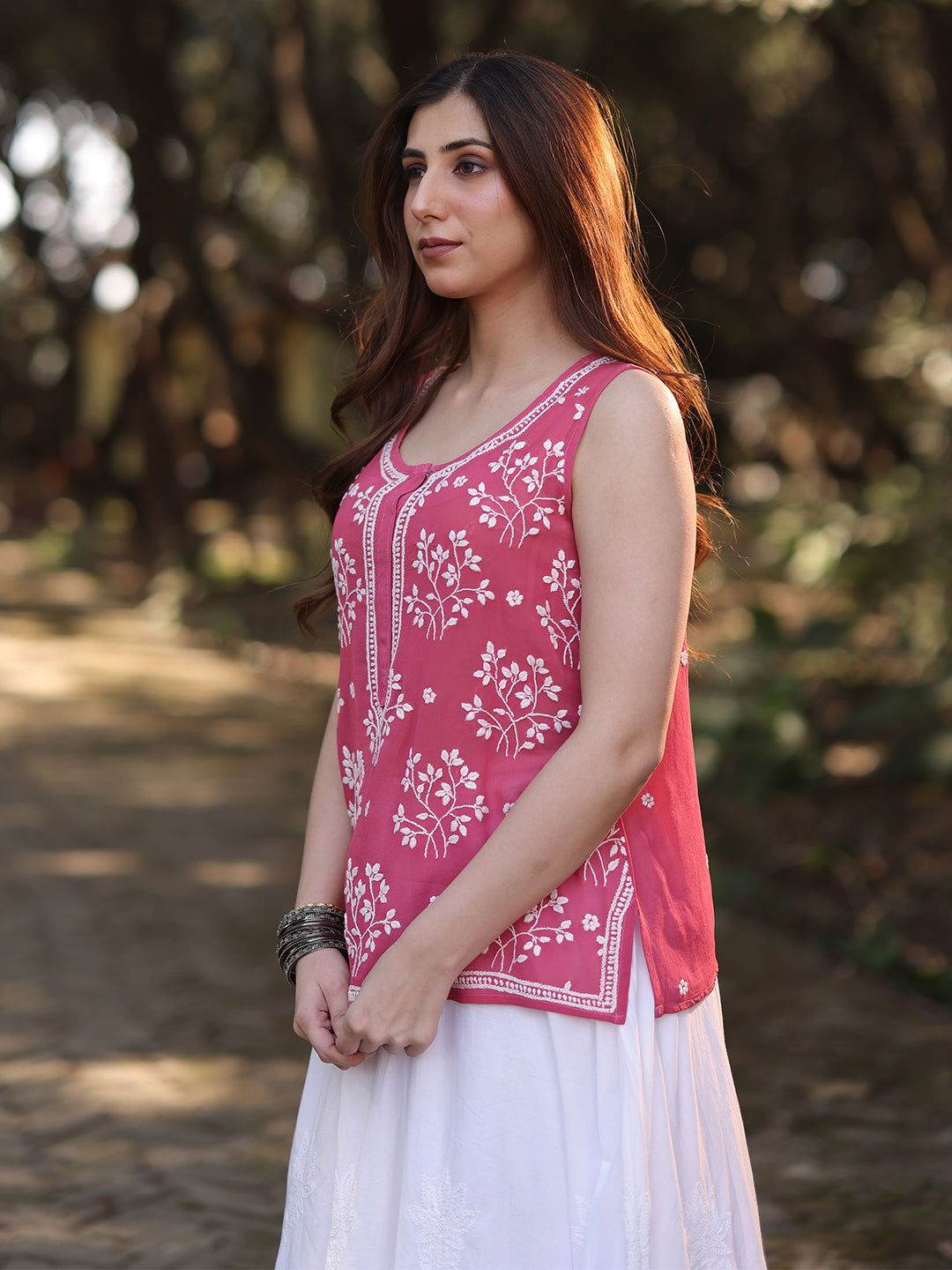 ZAYNA Chikankari Georgette Top - KRI CHIKANKARI